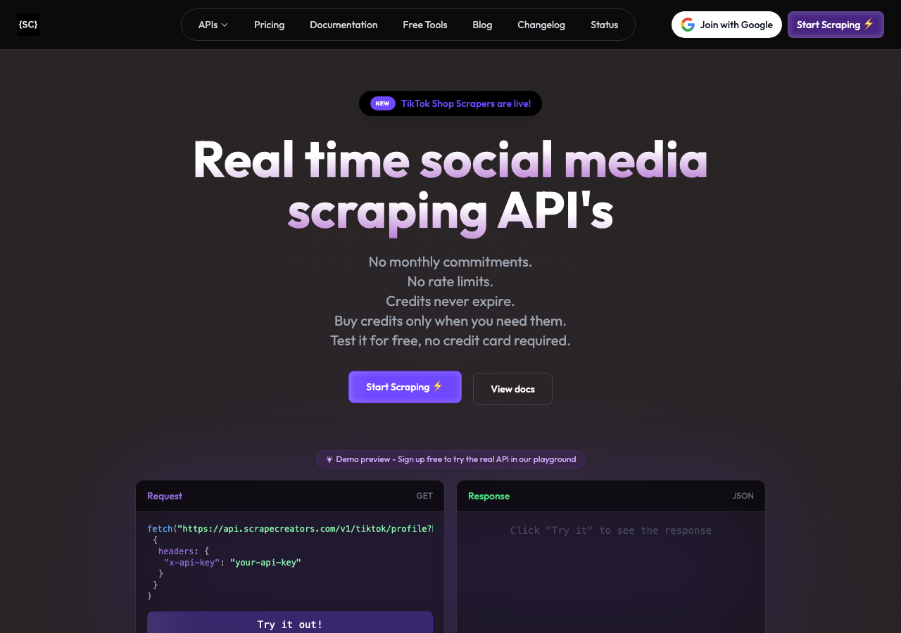 ScrapeCreators Screenshot