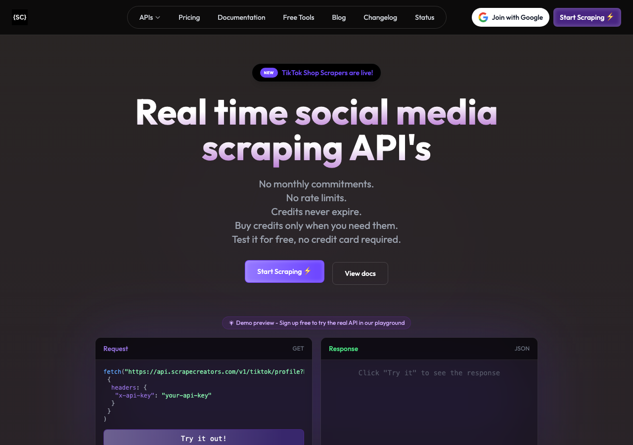 ScrapeCreators Screenshot