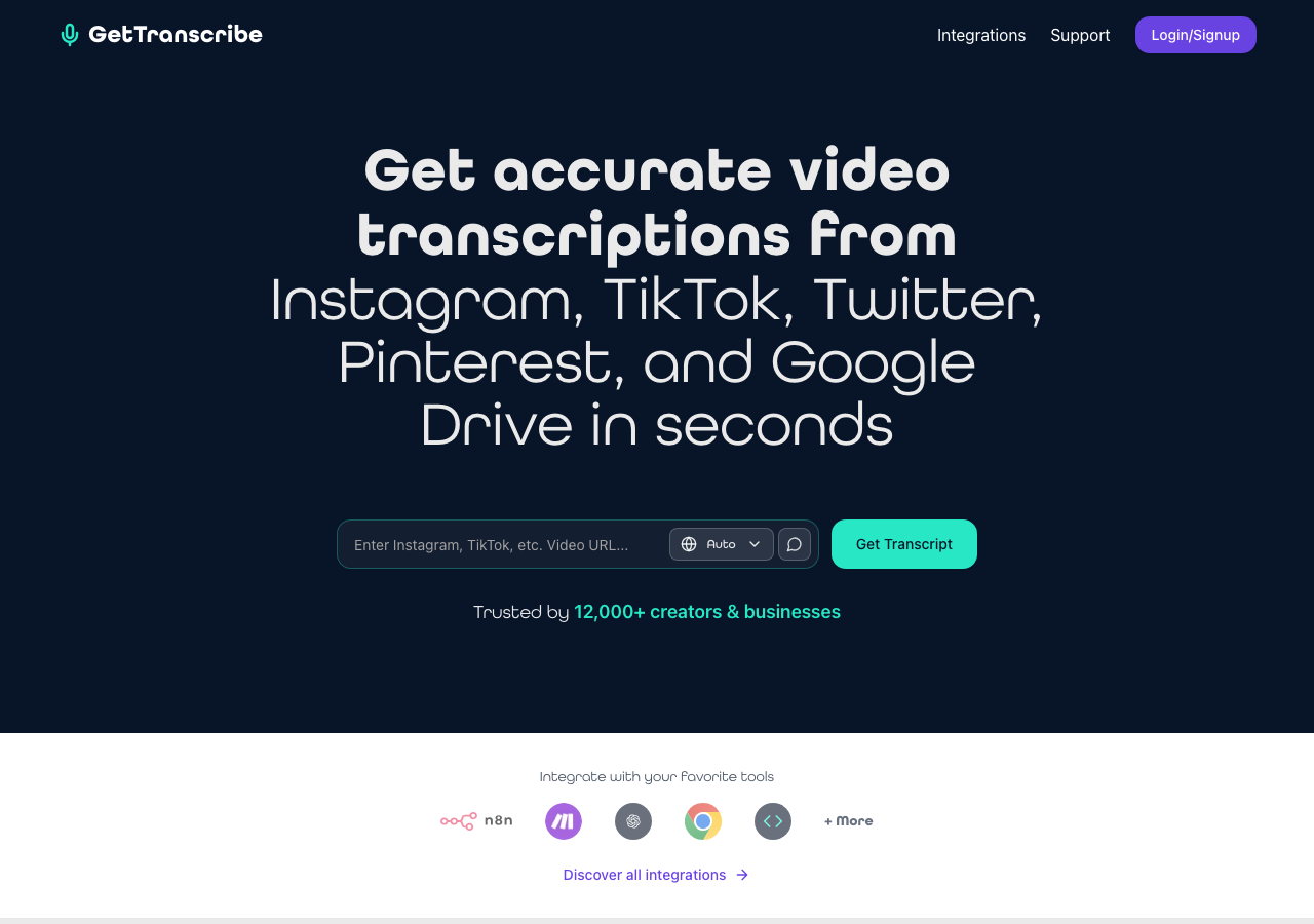 GetTranscribe social media video to text