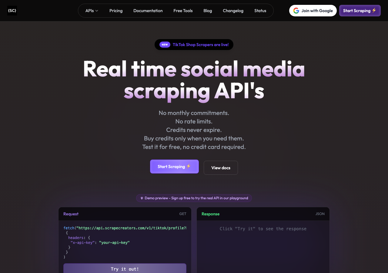 ScrapeCreators social media video to text
