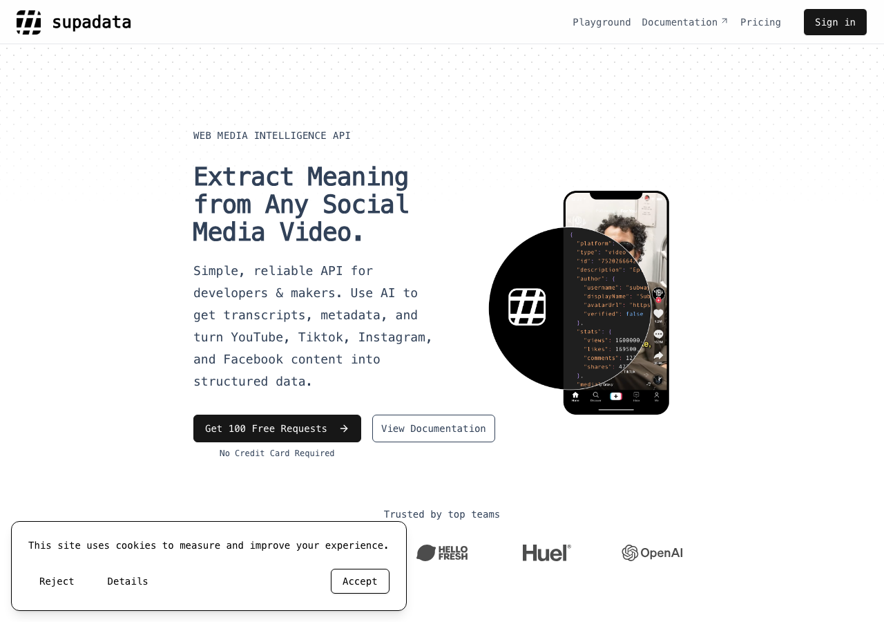 Supadata social media video to text